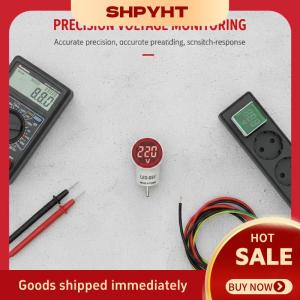 SHPYHT 1 cái EU cắm LED hộ gia đình kỹ thuật số màn hình AC 50V 500V vôn kế phổ thông tròn chỉ số ánh sáng AC220V