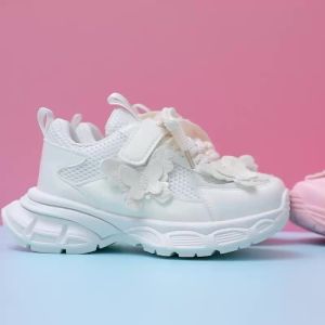 Girls Shoes Mesh Breathable Sneakers 2024 Spring and Summer New Soft Bottom Girls Running Shoes Lightweight Baby Girl Daddy Shoes