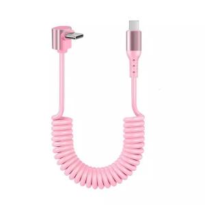 Type C To Type C Elbow Cable Fast Charging and Data Transfer Coiled 100W Power Delivery for Multiple Devices