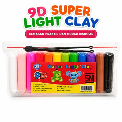 SYARIAH TOYS Mainan Clay Anak 9D Super Light Clay 12 Warna 75 Gram Lengkap Alat Pembentuk