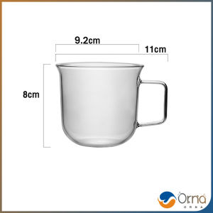 Orna แก้วน้ำปากบานทรงระฆัง แก้วชา นม วัสดุแก้วใส่อุ่น หรือ ร้อนได้ 320ml Glass cup