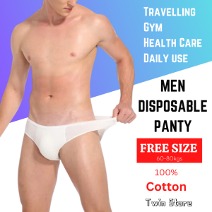 FREE SIZE MEN 100% Cotton Briefs Disposable panty Underwear travel Gym Hospitalization涤棉一次性内裤 Seluar Dalam Sekali Pakai