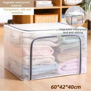 Waterproof Storage Box Foldable PVC Clothes Organizer with Steel Frame | Plastic-Free Cubby Bin