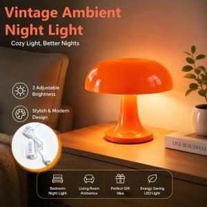 USB Retro Mushroom Table Lamp LED Night Light Atmosphere Lamp Is Suitable for Decorative Lighting in Living Room and Bedroom2026