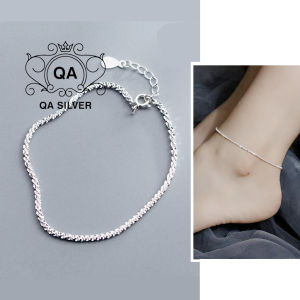 Lắc chân bạc 925 xù sequin vòng nữ trơn kim tuyến S925 TWIST QA SILVER Anklet AN190701