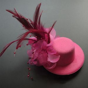 MINIMALUX Feathers Kids Fascinators Hats Makeup Prom Hair Accessories Flower Pillbox Hat Fashion 13cm tail Hats Party