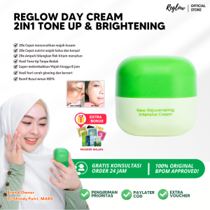 Reglow Rejuvenating Intensive Cream Krim Pagi dan Malam Mencerahkan Wajah Kusam Glowing Penghilang Jerawat Penghilang Flek Hitam Penghilang Milia Pelembab Wajah Reglow Cream Wajah Glowing Cream Penghilang Bopeng Penghilang Komedo  Cream Pelindung Sinar UV