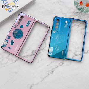 KISSCASE For Samsung Galaxy Z Flip 3 For Z Fold 3 Case Luxury Blu-ray Camera Design with Stand Foldable Anti-drop Shockproof Mobile Phone Case For Z Fold 2