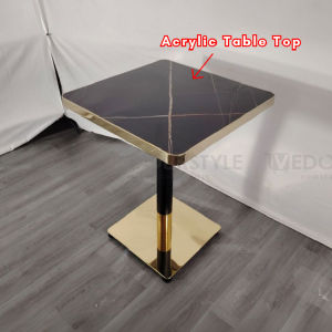 Vedourstyle Cafe Table Acrylic Restaurant Dining Table Luxury Set Cafe Gold Table Coffee Table Meja Makan Meja Kafe 餐桌