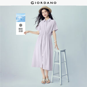 Giordano Women Elastic shirred waist shirt dress Free Shipping 05466308