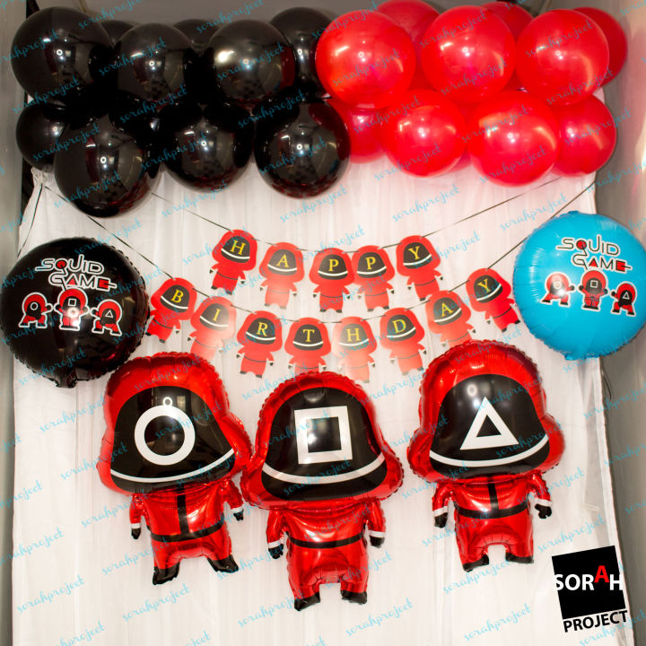 Squid Game Korean Birthday Party Balloon Decoration Theme Set Package