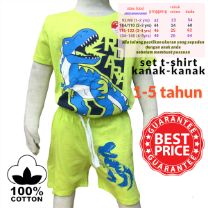 Set T-Shirt Kanak-Kanak Playset Budak Size 1-5 Tahun Boys Clothing Sets Baju Cotton Budak Lelaki T-Shirt + Seluar Pendek