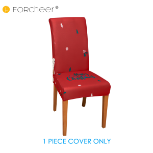 FORCHEER Christmas Dining Chair Cover Vintage Rustic Cartoon Chair Slipcover Cute Festive Holiday Home Decor Xmas Family Gathering Dinner Party Stretchable Removable Washable Reusable Chair Seat Cover