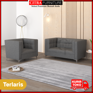 WIGO Sofa Minimalis Ottoman 2 + 1 Seater Fabric Stainless