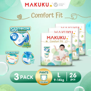 [3 PACK] MAKUKU SAP Diapers Comfort Fit ukuran NB/S/M/L/XL/XXL x 3 Pack / Popok Anti Gumpal Tipe Perekat/Celana