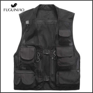 FUGUINIAO Áo Ghi Lê Nhiều Túi Ngoại Cỡ Áo Ghi Lê Lưới Thoáng Khí Chụp Ảnh Mùa Hè Cho Nam Áo Ghi Lê Thường Ngày Giám Đốc Phóng Viên Đồng Phục Công Sở