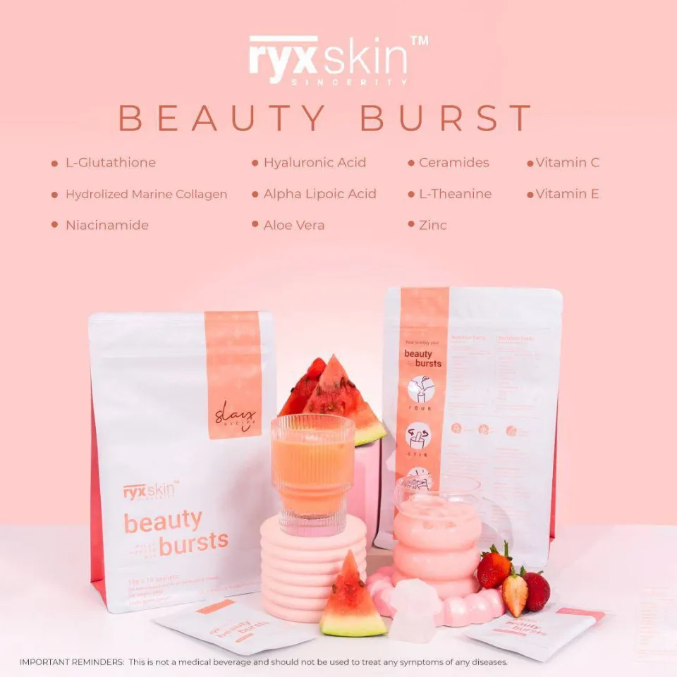 BUY 1 TAKE 1 Ryx Beauty Bursts Watermelon Strawberry Cream (Authentic  Authorized RyxSkin Sincerity Seller) Glutathione Collagen Beauty Drink for  Skin Whitening Anti-Aging Beauty Supplement | Ryx Drinks - Lazada | Lazada  PH