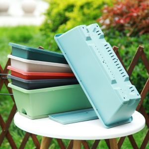 ZSDN MALL 3Pcs Nhựa Chậu trồng cây hình chữ nhật Thoáng khí Lớn Chậu trồng rau Thùng trồng cây với Base Chậu hoa treo Sử dụng trong nhà