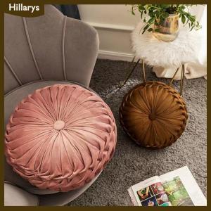 [Hillarys] Light Luxury Solid Color Dutch Velvet Pumpkin Sofa Pillow Hand Sewn Wheel Shape Chair Waist Pillow Cushion