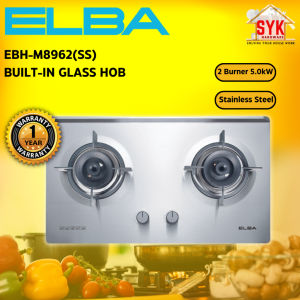 SYK Elba EBH-M8962(SS) Double Burner Built In Stainless Steel Hob Kitchen Appliances Cooker Hob Stove Gas Dapur