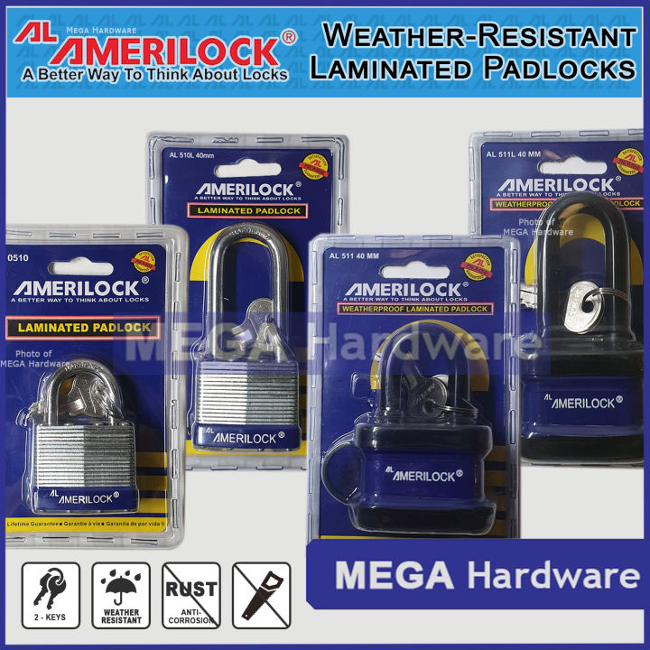AMERILOCK Heavy Duty Padlock for gate Laminated 30mm 40mm 50mm (Short