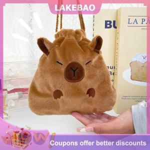【LAKEBAO】 Dễ thương phim hoạt hình capybara mỹ phẩm Pouch công suất lớn capybara sang trọng lưu trữ túi Kawaii xách tay dây rút lưu trữ túi quà tặng