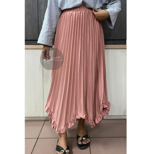 Haseena Rok Plisket Rempel Zigzag Belva Premium Pleated Skirt Wanita Ala Korea