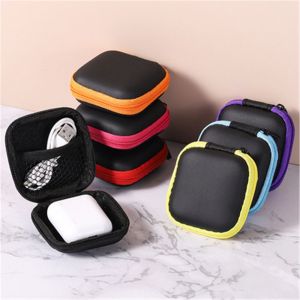 NAMSHEVA Portable Pocket Square Shaped Headphone Accessories Earphone Case Organizer Box Storage Bag