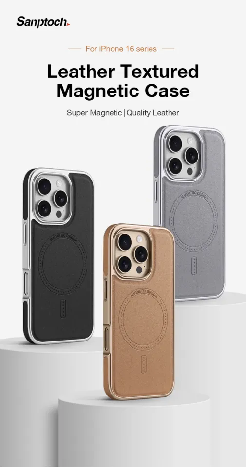 Sanptoch Premium Leather Magnetic Phone Case For iPhone 17 16 15