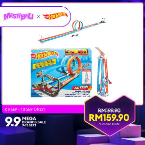 Hot Wheels Double Loop Dash Playset Fold and Go Racetrack Includes 2x Hot Wheels Basic Car