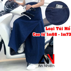 váy chống nắng xẻ tà có nút bấm chân chất vải jean