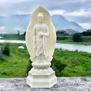 Tượng Phật Tây Phương Tam Thánh chất liệu bột đá tự nhiên cao 20cm hàng thủ công mỹ nghệ nhập khẩu Đài Loan