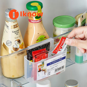 I know Refrigerator Organizer Box Pp Transparent Wall Mounted Storage Rack Fridge Condiments Storage Basket Organizer Case #20
