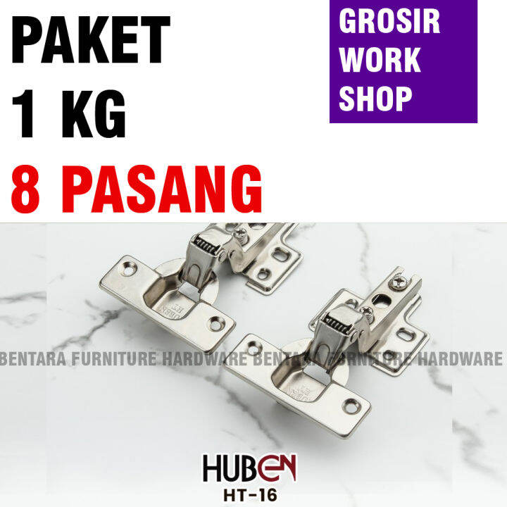 (Paket 1 KG) Huben HT - Engsel Sendok 35MM Standar Conceal Hinges (8 PASANG = 16 PCS)