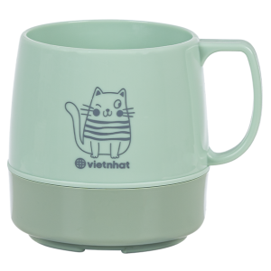 Ly cách nhiệt 2 lớp nhựa VIỆT NHẬT - Có quai giữ nóng lạnh cho bé uống nước sữa cà phê - 6352