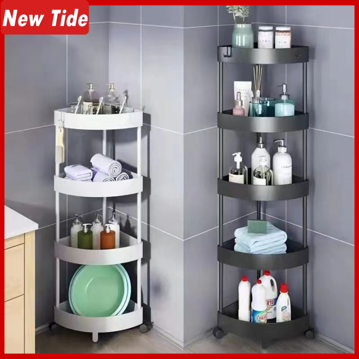 Fan-Shaped Bathroom Corner Shelf Multilayer Floor Standing Rack ...