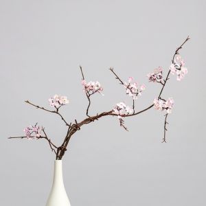 ZENO Real Touch Artificial Cherry Blossoms Flowers Silk Pink Artificial Faux Plants  Multi-Bloom Fake Sakura Branches Home Decor