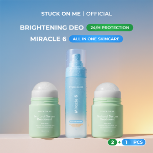Stuck On Me - Paket Bundle Natural Serum Deodorant dan Miracle 6 Multi Use Spray 2+1 - Deodorant Antiperspirant Anti Aging Mempercepat Proses Regenerasi Kulit Mengencangkan Kulit Menghaluskan Keriput Mengurangi Pori-Pori Besar