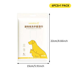 6Pcs Pet Cleaning Gloves Disposable No-rinse Gloves Deodorant Removal Antibacterial Skin-friendly