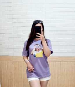 Kaos Wanita Cotton Combed 30s PREMIUM / Baju Kaos Wanita Lengan Pendek / Wanita Atasan Tumble Tee - BABY OO DONUT PRINT KOMBI MOTE SWALOVSKI KOREA (REFLEKTIF)