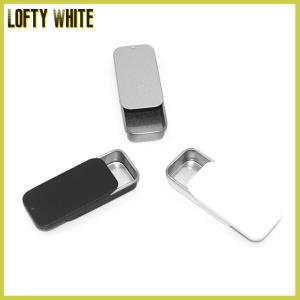 Lofty White กล่องดีบุกขนาดเล็กกล่องดีบุกรูปทรงสี่เหลี่ยมผืนผ้ากล่องเก็บยาเม็ดแบบกดทำจากดีบุก