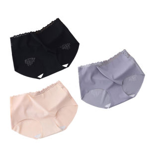 Lizida 3PCS Womens Panties Plus Size M-XL Butterfly Lace Cutout Seamless Panties Soft and Comfortable Breathable