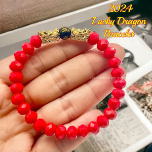 Feng Shui Lucky Bracelet Prosperity Double Dragon Black Mantra Bead Bracelet Wealth and Good Luck
