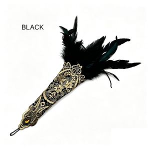 Women Feather Arm Gloves Feather Sleeves Plume Cover Hollowed Out Lace Glove Decorative for Halloween Ski Gloves Mittens Men