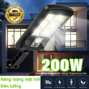 200W Đèn năng lượng mặt trời siêu sáng có remote chống nước ip67 loại 2 pin thời gian sáng 6 đến 8 tiếng đèn pha led năng lượng mặt trời cảm biến sáng tự động