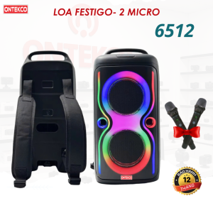 Loa Festigo có quay đeo xách 6512 kèm 2 micro không dây bass 15 chất âm chắc tiện lợi khi di chuyển mic hát karaoke siêu hay bảo hành 12 tháng