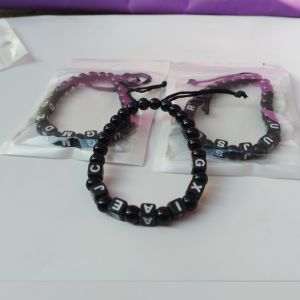 Cod) Gelang Tali Hitam Huruf Kekinian Viral Tiktok Handmade Pria Dan Wanita Model Korea Serut Double Layer Motif Huruf Simple