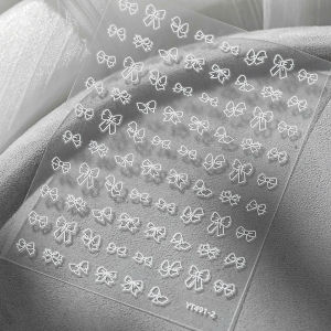 Sticker Nơ Trắng dễ thương - Làm móng học nail