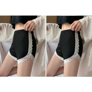 INTIMA 2 unit seluar keselamatan renda pakaian wanita bernafas ais sutera lancar Plus saiz seluar pendek Bottomed Knickers Anti-pendedahan Anti-curling seluar dalam peninju elastik tinggi
