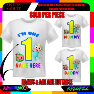 COCO MELON JERSEY DESIGN PERSONALIZED BIRTHDAY T-SHIRT DESIGN CUSTOMIZED DESIGN IN TSHIRT WITH NAME SUBLIMATION PRINT WHITE SHIRT
